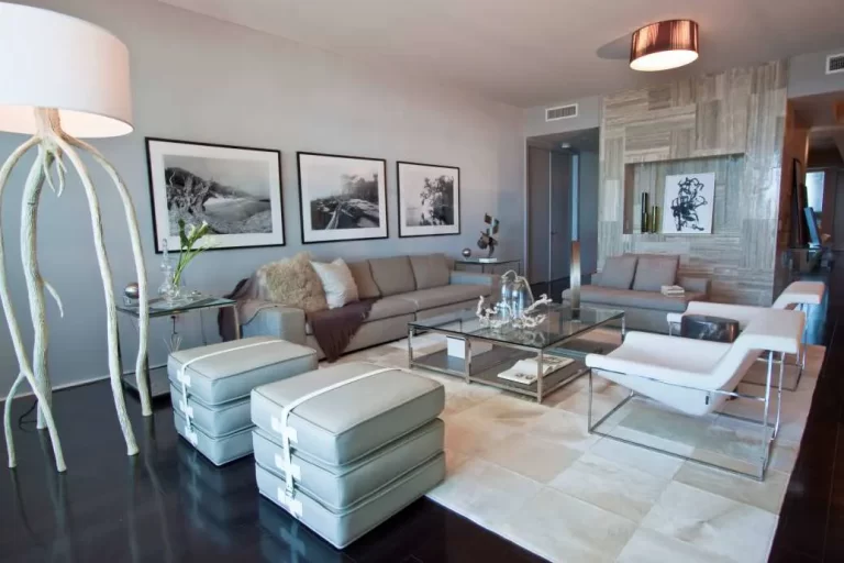 Monochromatic gray living room area. Cleaning services in brooklyn. Hassle-free apartment cleaning in Bushwick, Brooklyn